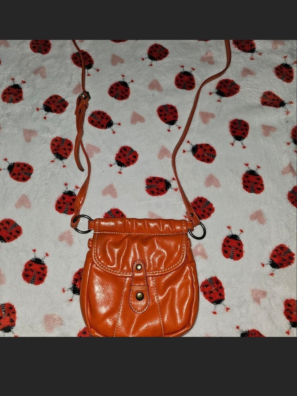 Orange Faux Leather Crossbody Bag